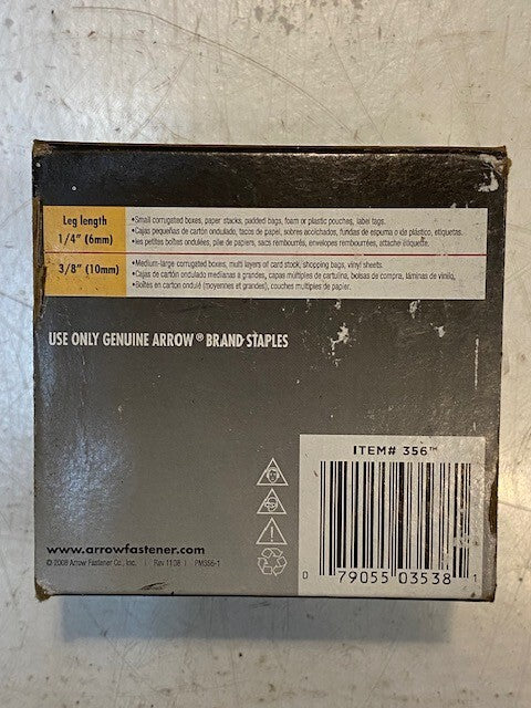 12 Quantity of Arrow #356 P35 3/8" 10mm 5,040 Staples Plier Type (12 Quantity)