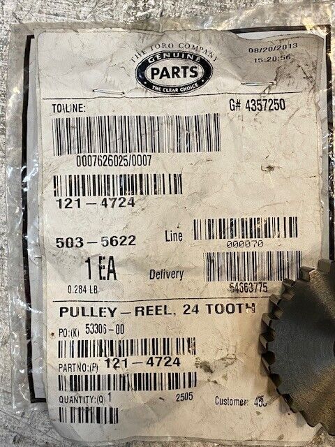 Genuine Parts 24-Tooth Pulley-Reel 121-4724 14mm Bore 60mm OD 21mm Thick