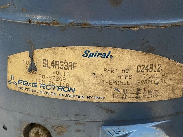 EG&G Rotron Spiral Regenerative Blower SL4A33AF | 024912 | M802 | J803