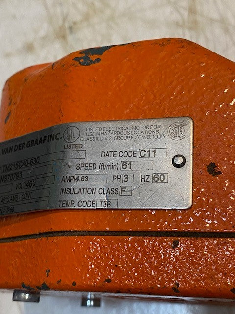 Van Der Graaf Standard Duty Drum Motor Part TM215C40-630 Conveyor Motor Part