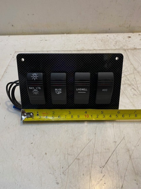 Boat Rocker Switch Panel 6" x 4" w/ Nav. Lts. Bilge Livewell & ACC