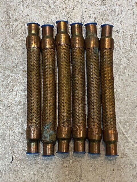 6 Qty of Packless VAF-4X7 Vibration Absorber Brass Braid Tube Ferrules (6 Qty)