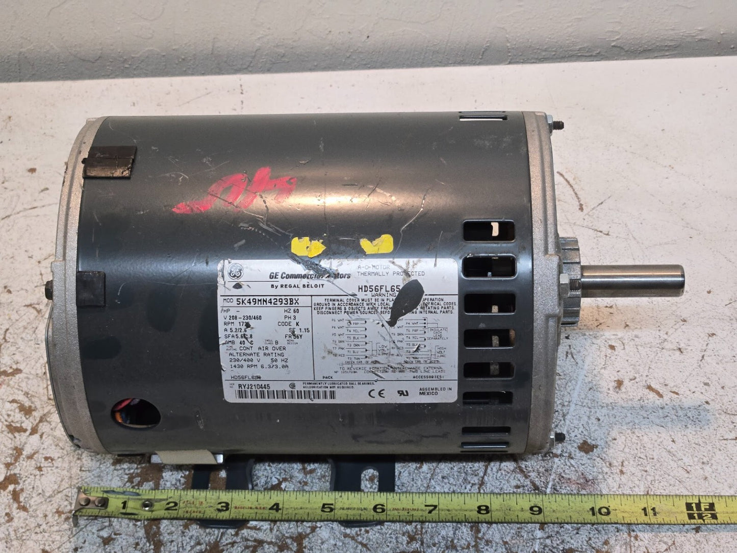 GE Commercial Motors 5K49MN4293BX Blower Motor HD56FL65 | 208-230 V 60 Hz 5.2 A