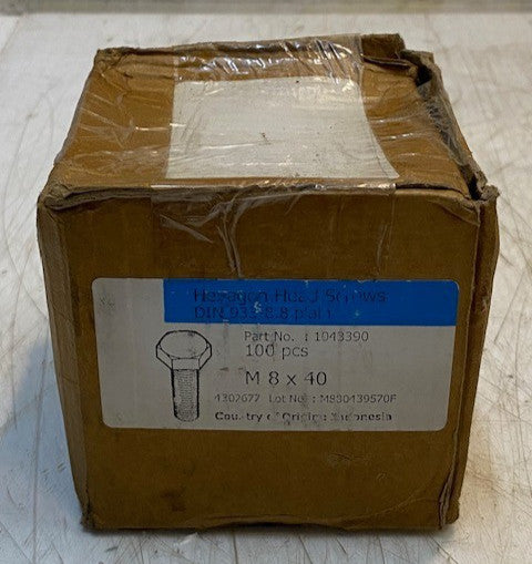 Box of 100 Pieces of Steel Hexagon Head Cap Bolts Screws M8x40 | 1043390