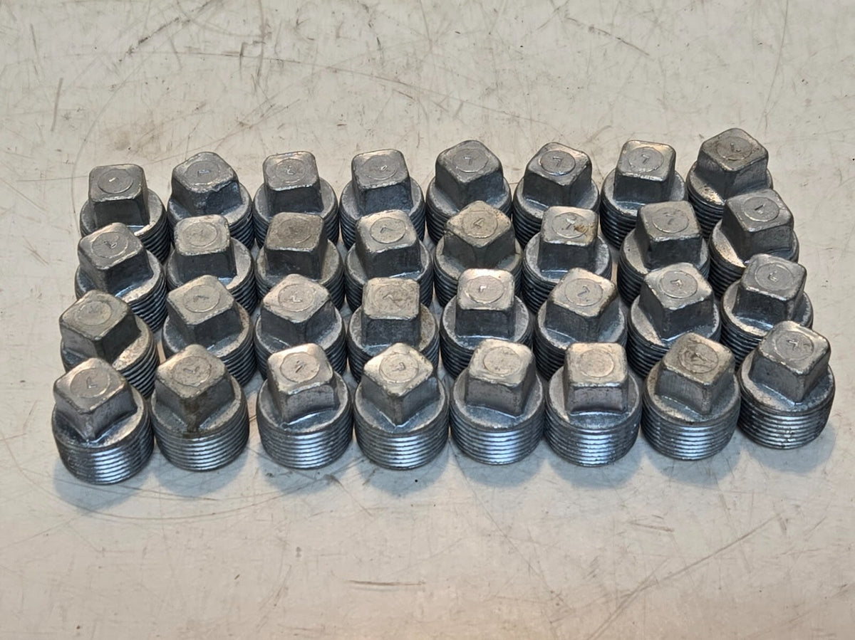 32 Quantity of 3/4" MPT Galvanized Plugs | 5/8" Square Drive (32 Quantity)