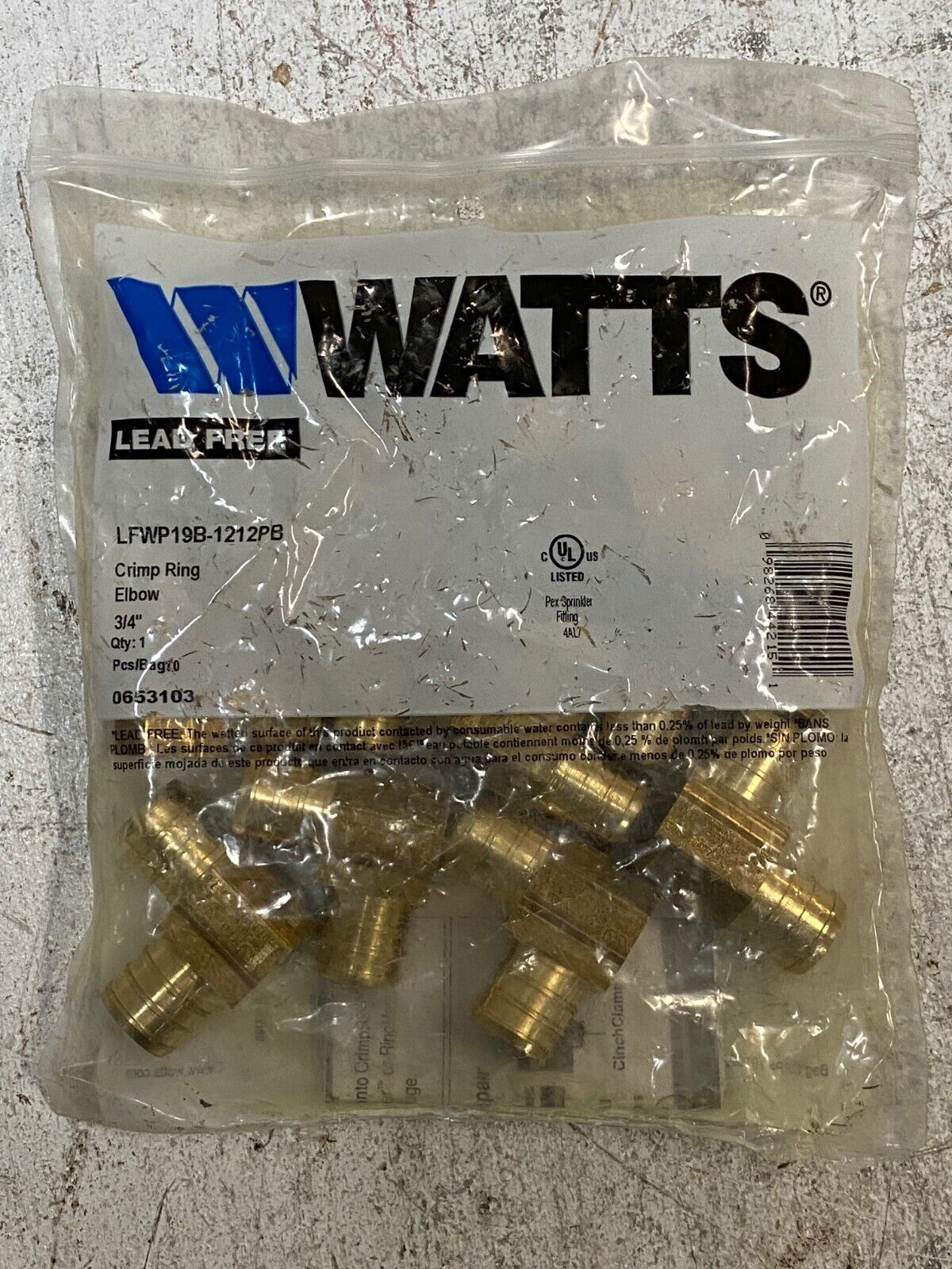 10 Qty of Watts LFWP19B-1212PB Elbow Crimp Rings 3/4" 0653103 (10 Quantity)