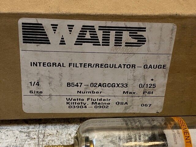 Watts Integral Filter/Regulator B547-02AGCGX33