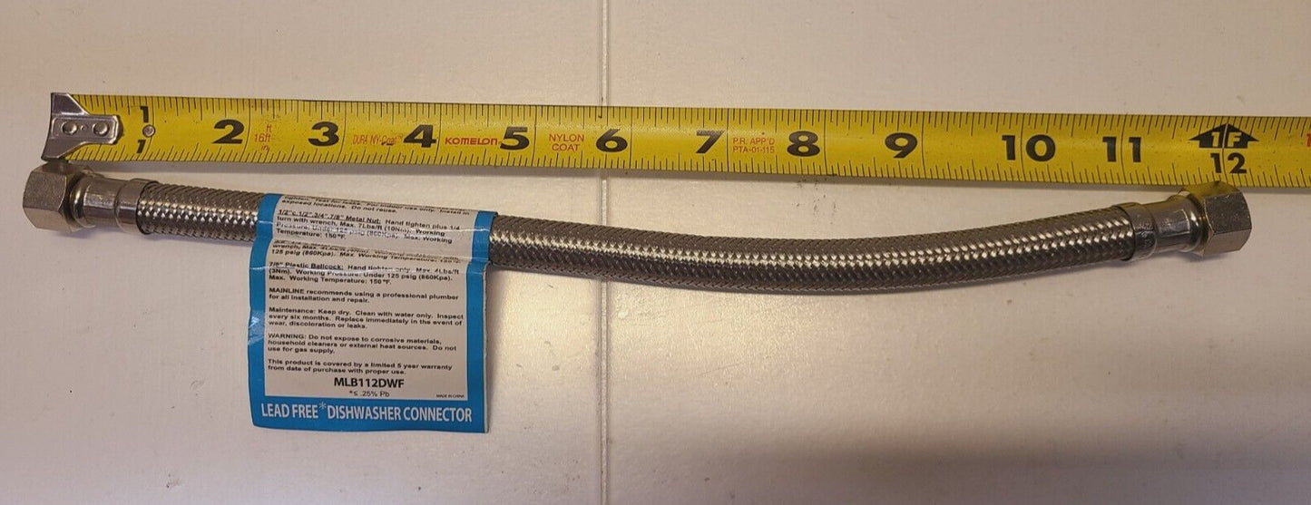 14 Qty of Mainline 3/8" x 3/8" Dishwasher Connectors 12" MLB112DWF (14 Qty)