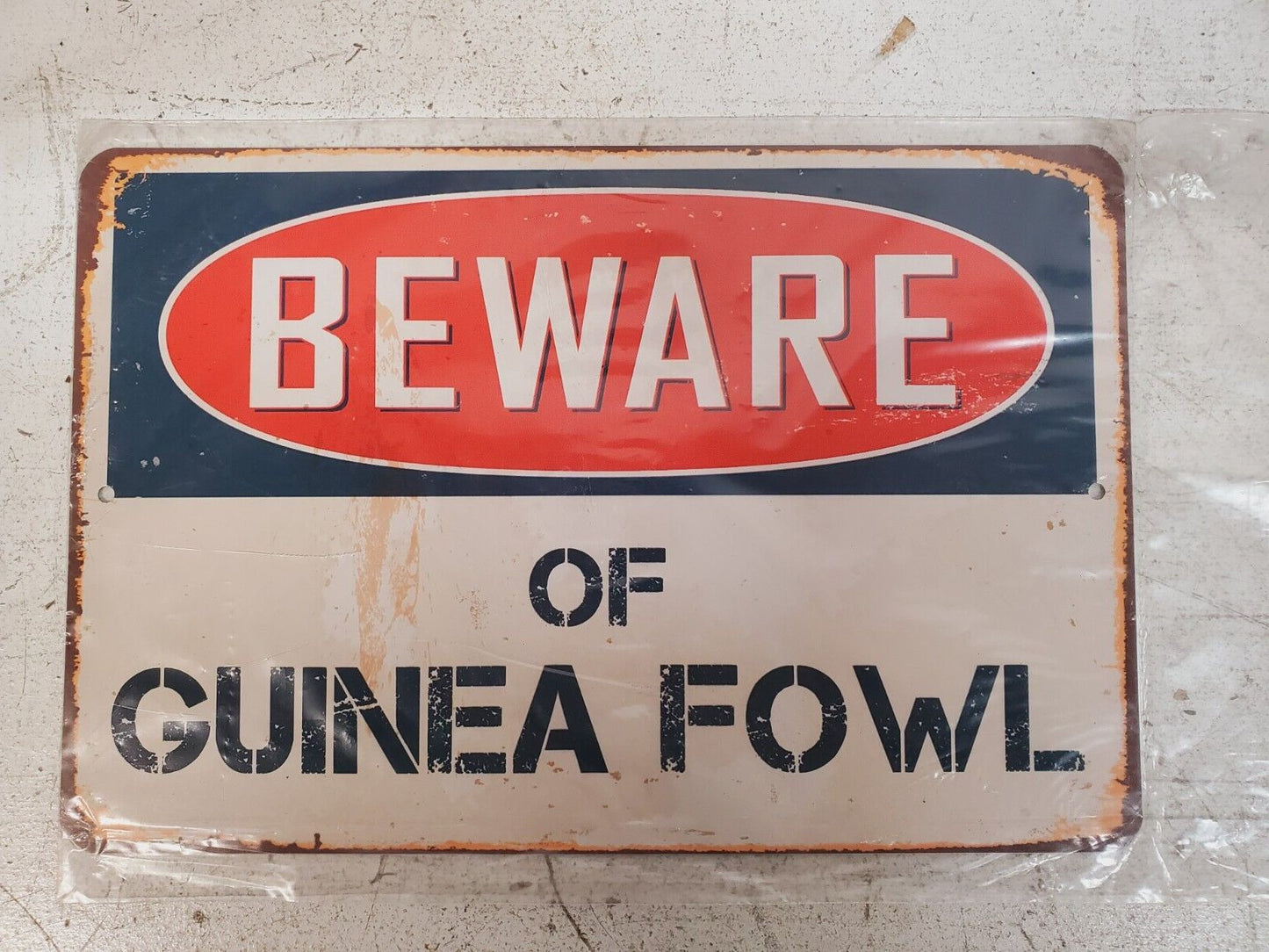 3 Qty Beware of Guinea Fowl Chic Rustic Retro Signs 8"x12" (3 Qty)