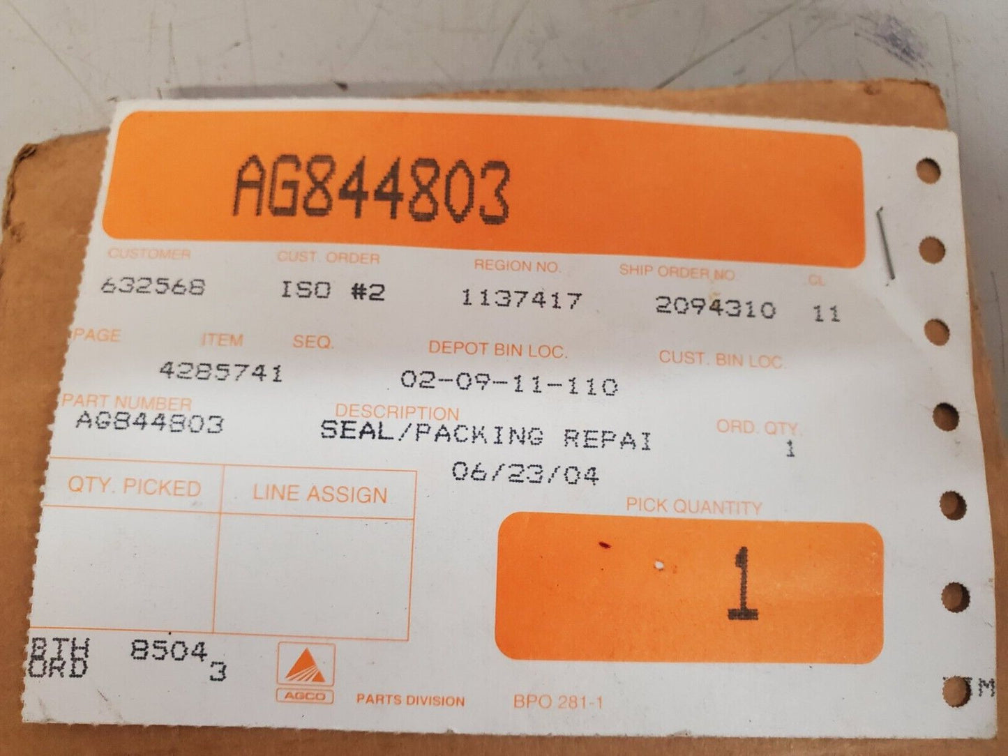 Metso Automation Ag-Chem Seal / Packing Repair AG844803 | 002020445TT RKC 23 TT