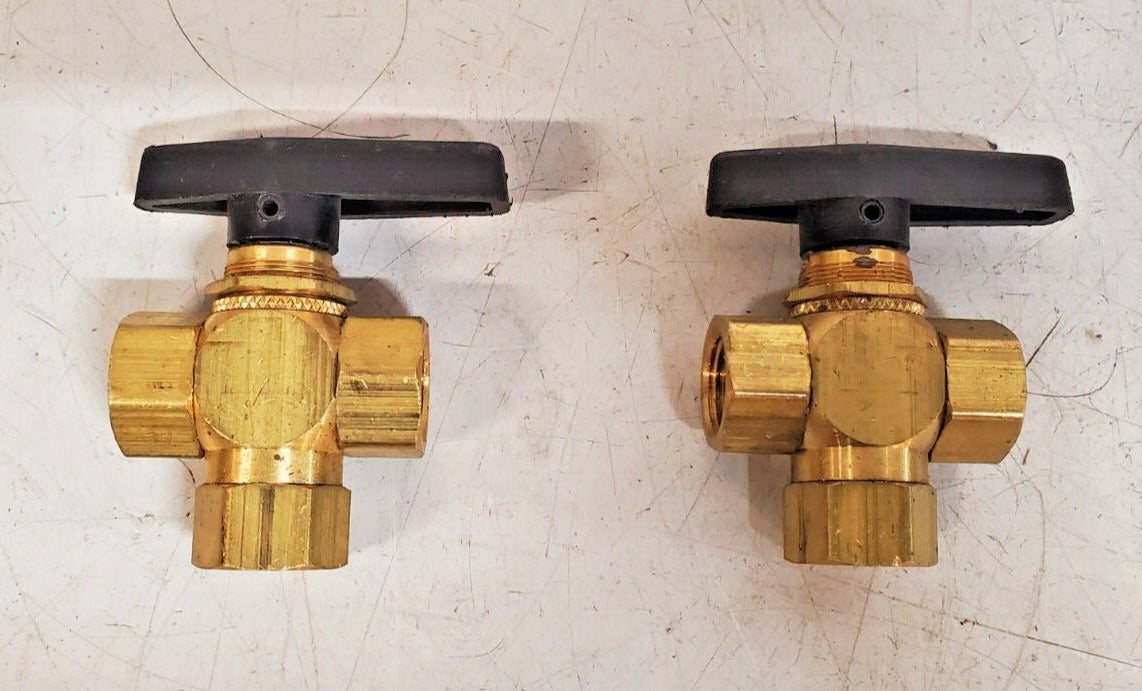 2 Qty. of 1/2" Female NPT Panel Mount Diverting Brass Valves (2 Qty)