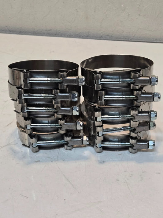 10 Quantity of Breeze T-Bolt Hose Clamps Min Diameter 3.25" SS Band (10 Qty)