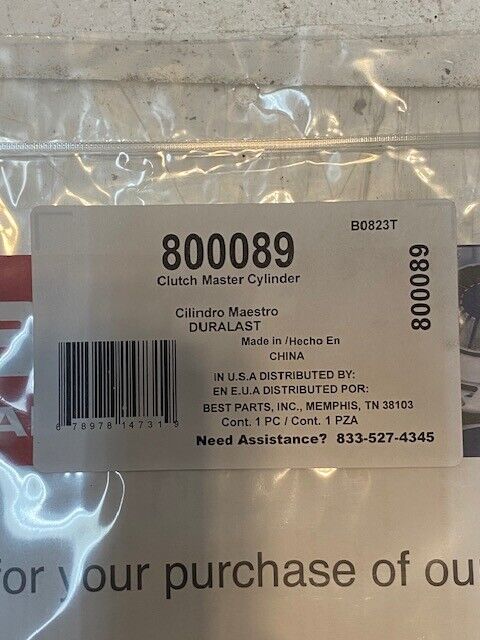 Duralast 800089 Clutch Master Cylinder AM-81