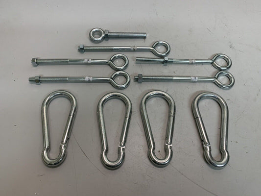 4 Pack of 5-3/8” Long Carabiners & 5 Pack of 8” Bolt Hangers  & 4.5” Bolt Hanger