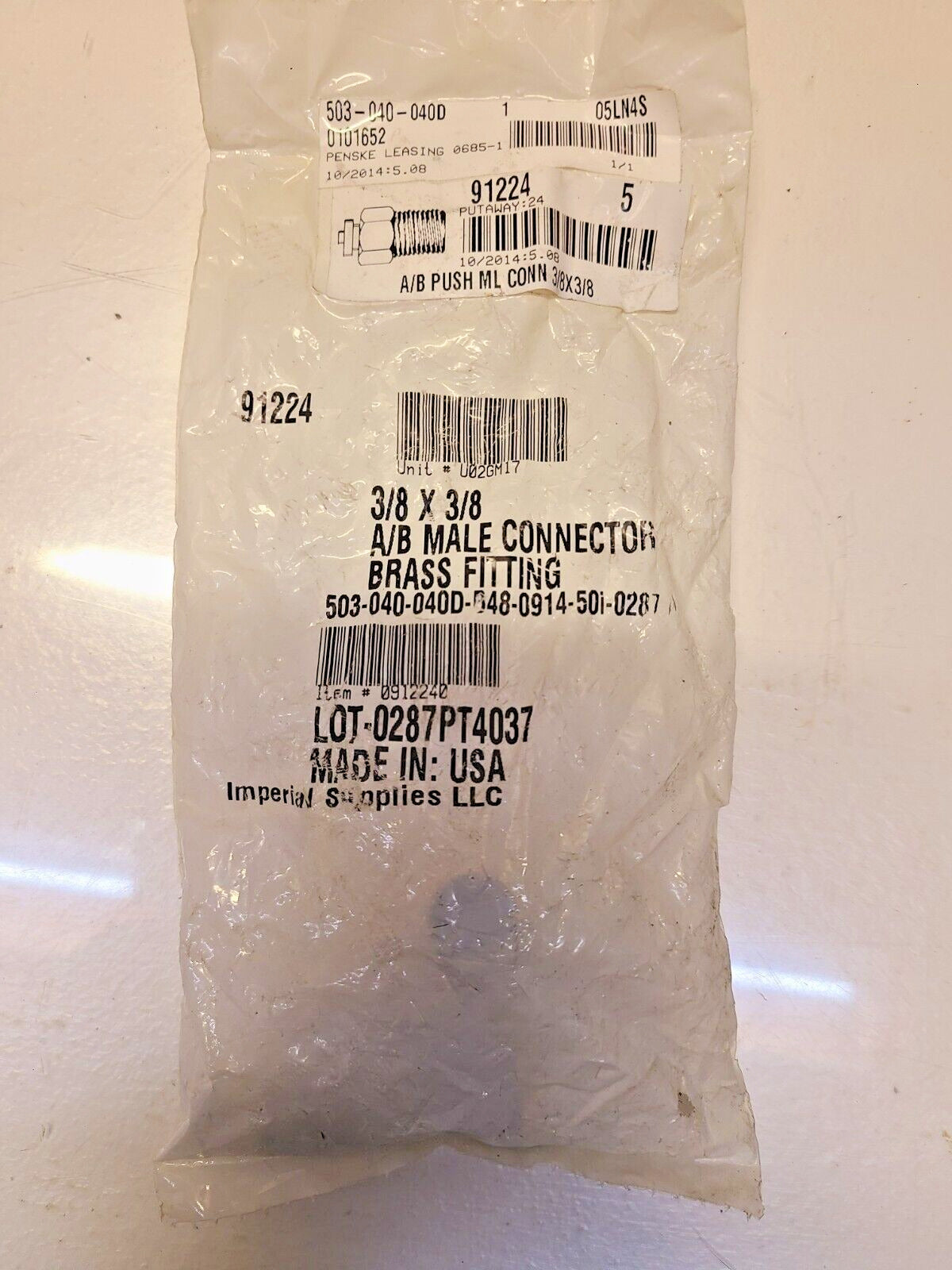 5 Quantity of Imperial 3/8 x 3/8 A/B Male Connectors Brass Fitting 91224 (5 Qty)