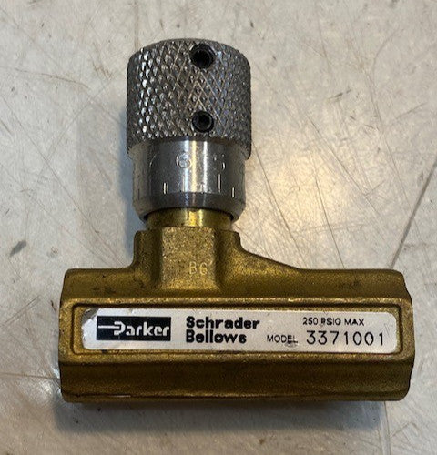 Parker Schrader Bellows 3371001 Brass Flow Control Valve 1/4" 250psi