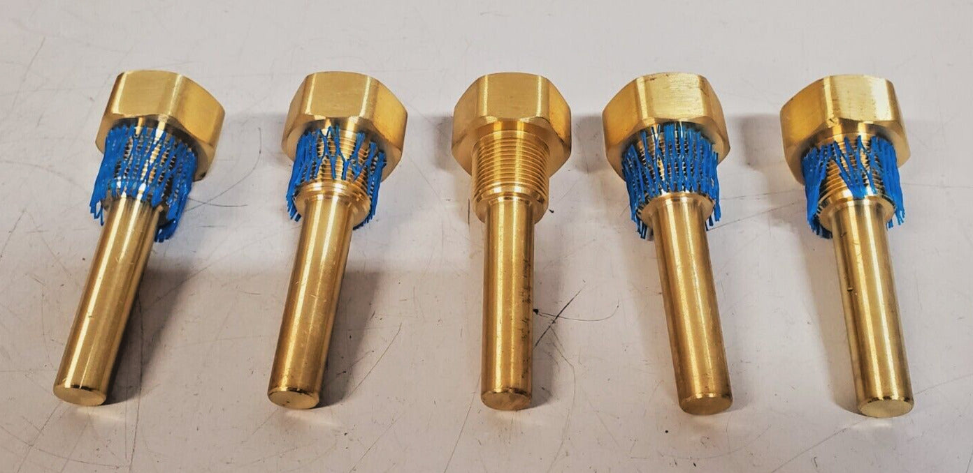 5 Qty. of Brass Thermowells 3.5" Stem Length x 1-1/4" OD (5 Qty)