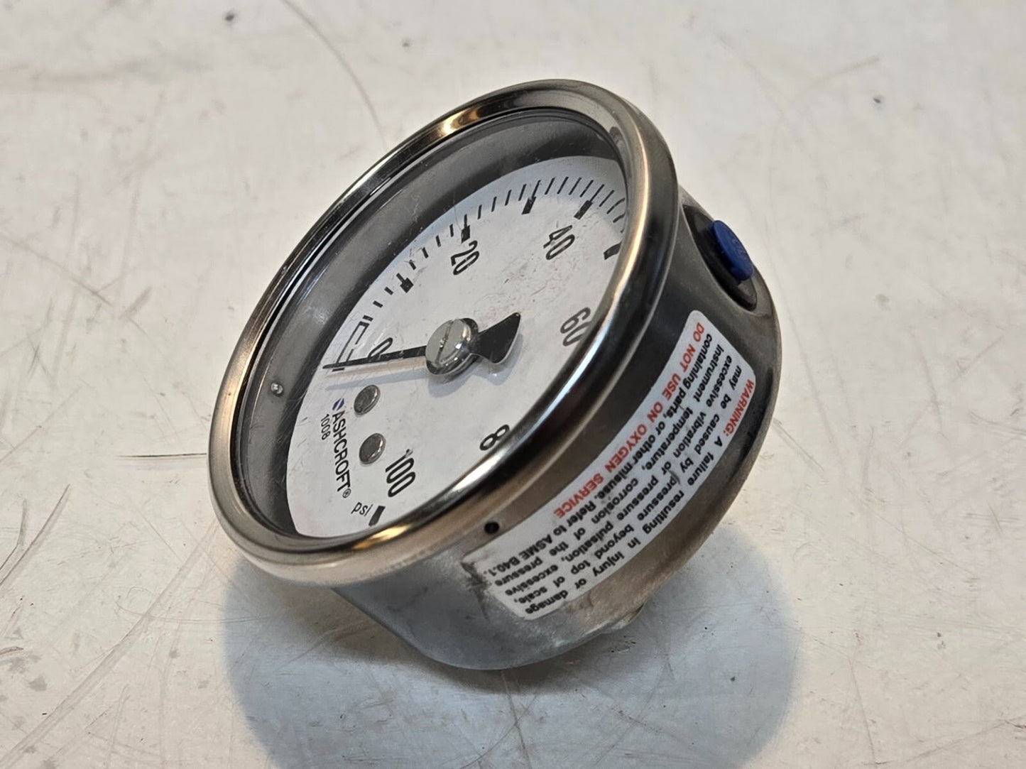 Ashcroft 1008 60mm Pressure Gauge 0-100 PSI | 2-11/16" OD | 1/4" NPT Back Mount