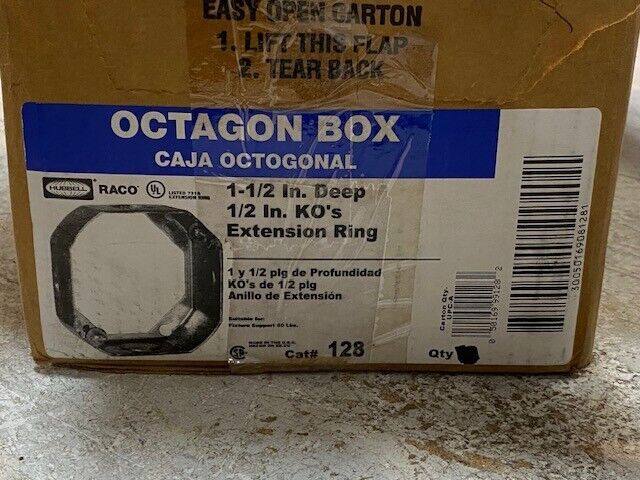 Box of 24 Quantity of Raco Octagon Boxes 1-1/2" Deep 3-1/2" Wide CAT# 128