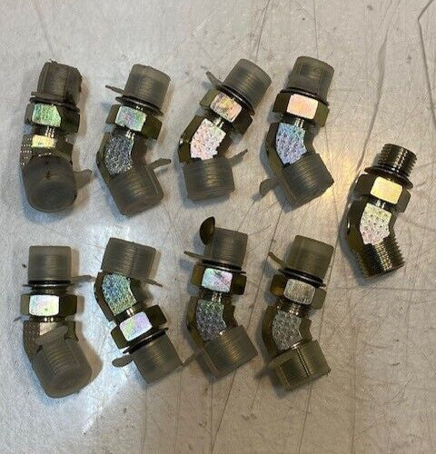 9 Qty of 45 Degree Hydraulic Male Tube Fittings 14mm Thread 17mm Thread (9 Qty)