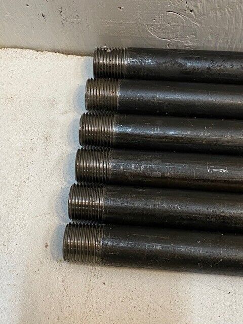 6 Quantity of 3/4" x 42" Black Pipes Both Ends Threaded (6 Quantity)