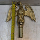 Gold Color Finished Metal Perched Eagle Flagpole Ornament Finial 9" x 7"