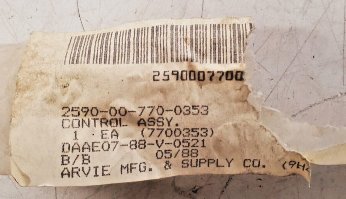 Arvie MFG & Supply Co. Control Assembly Push-Pull 2590-00-770-0353 | 7700353