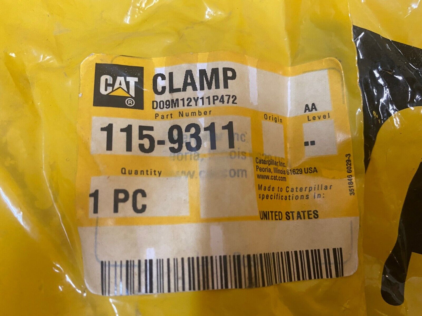 2 Caterpillar CAT Clamps 115-9311 (2 qty)