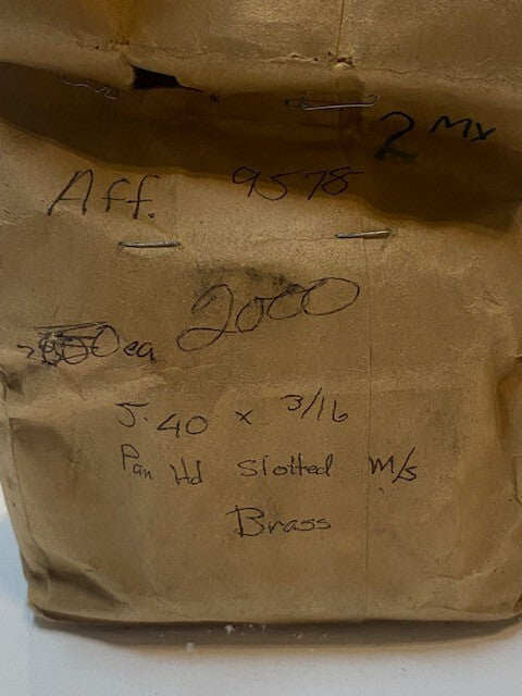 2000 Qty of 5-40 x 3/16 Pan HD Brass Flat Head Slotted Machine Screws (2000 Qty)