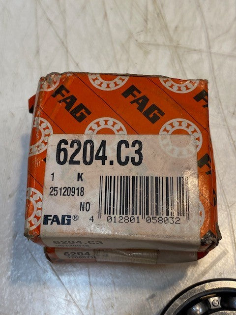 2 Quantity of FAG Deep Groove Bearings 6204C3 | 20x47x14mm (2 Quantity)