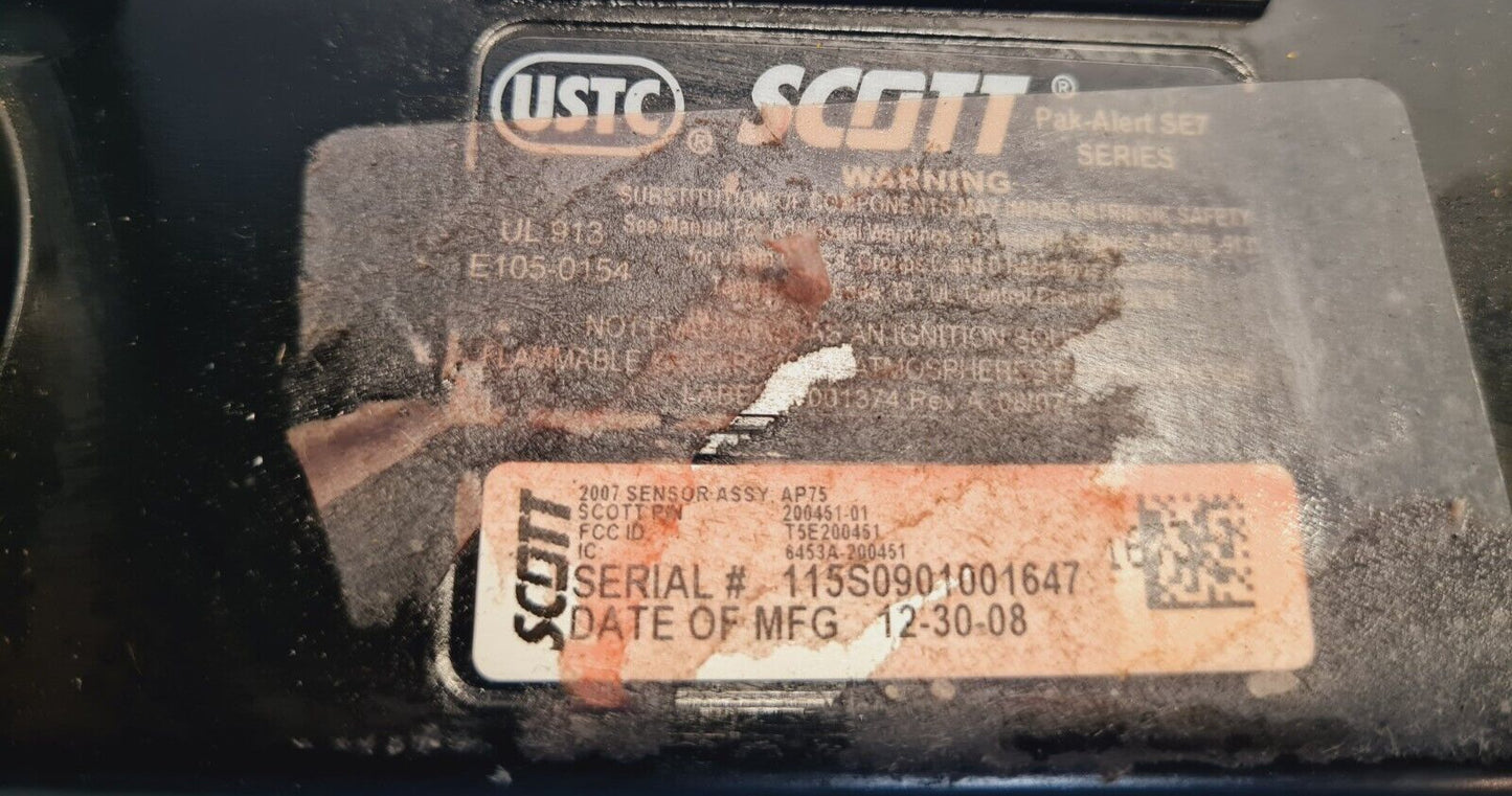 SCOTT Pak-Alert SE7 | 200451-01 | 115S0901001647 | ID # 00052976 | 200451-02