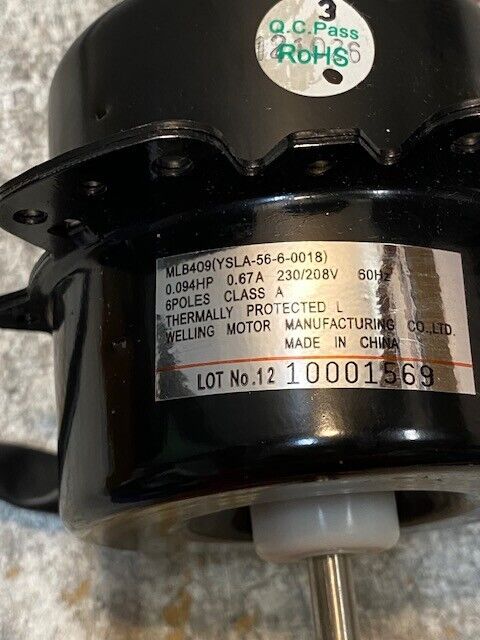 Welling AC Fan Motor MLB409 | YSLA-56-6-0018 | 230/208V 60Hz Class A