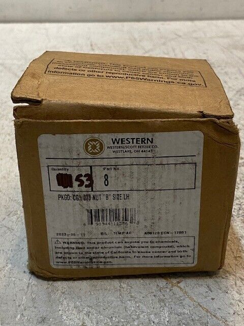 Western Compressed Gas Hose Nuts 53 Pcs PKGD: CGA-023 Nut "B" Size LH