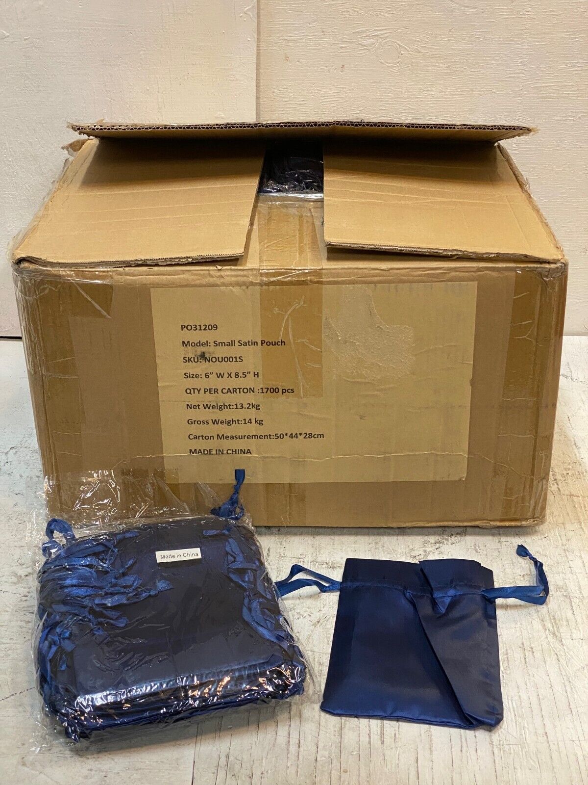 1700 Pack of Small Navy Blue Satin Pouches 6"  x 8.5" PO31209  (1700 Quantity)