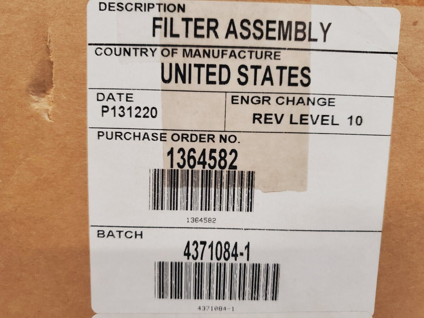 Donaldson Filter Assembly 053E07390 | 182261 Rev Level 10