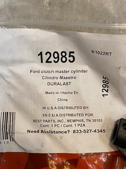 Duralast 12985 For Ford Clutch Master Cylinder 9646 | D20371