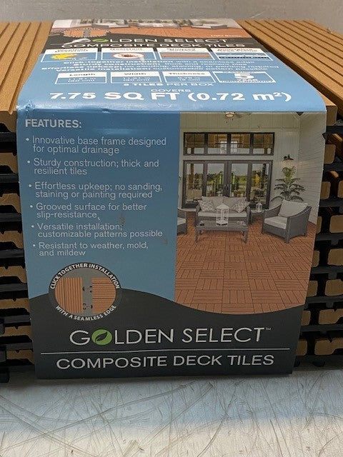Golden Select 1791218 Composite Deck Tiles 7.75 Sq Ft 8 Tiles Weather Resistant