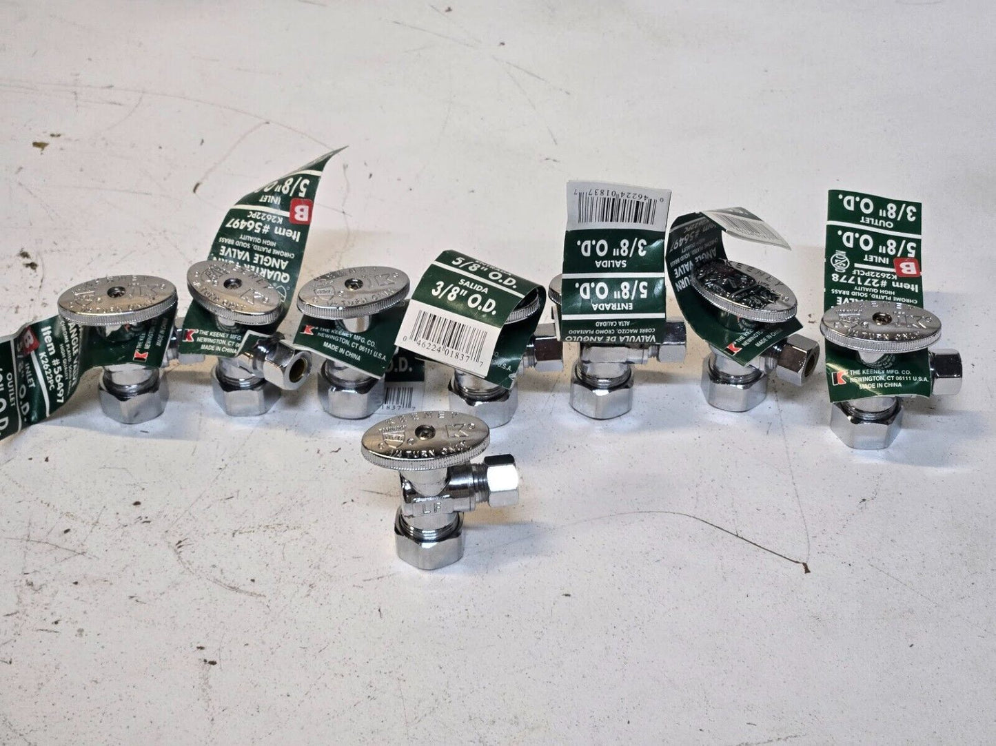 8 Quantity of Keeney K2622PC 1/4 Turn Angle Valve 5/8"x3/8" 56497 (8 Quantity)