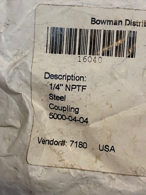 Bag of 4 Bowman Distribution 1/4" NPTF Steel Couplings 5000-04-04 | 16040