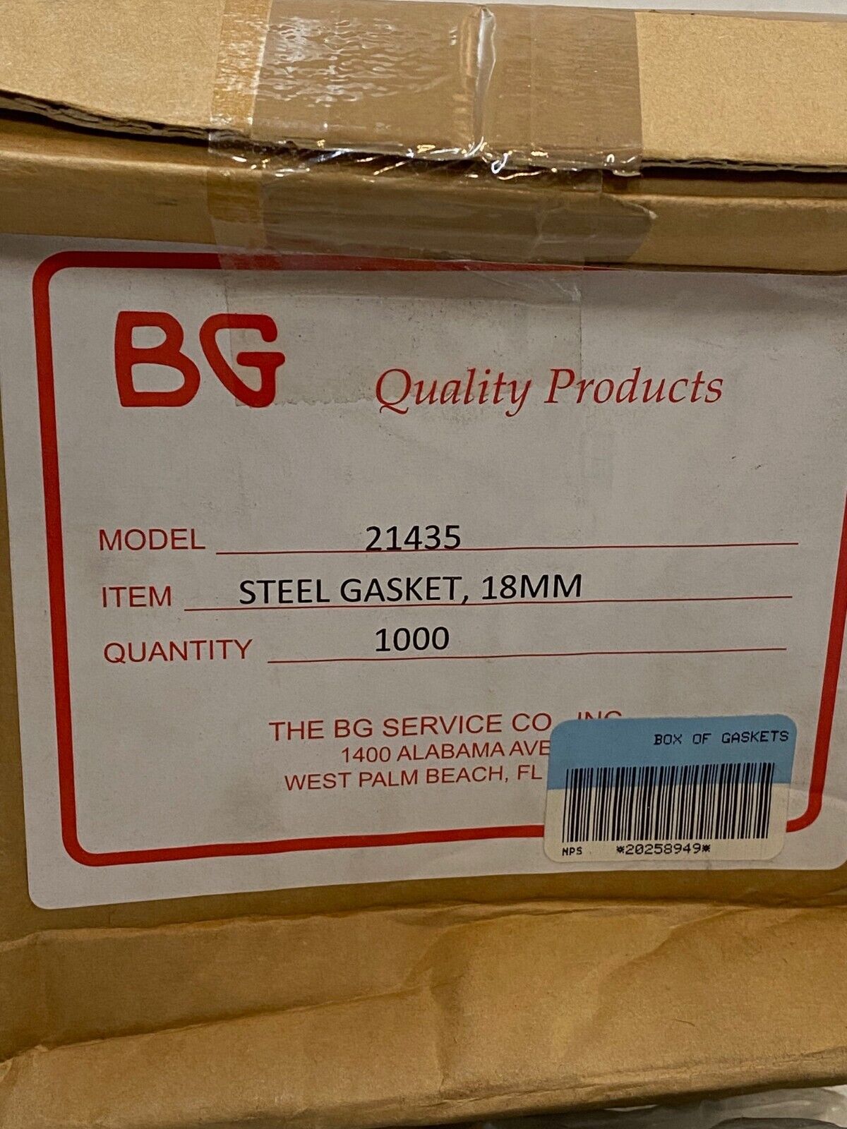 1,000 Qty of BG Quality Products 18mm Steel Gasket 21435 (1,000 Quantity)