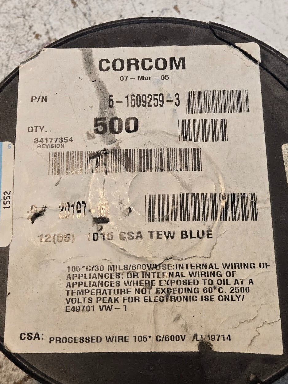 Corcom 12AWG 1015 CSA TEW Blue Wire 500' | 6-1609259-3 | 34177354 | 20197-00