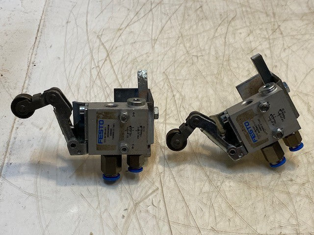 2 Qty of Festo V/O-3-1/8-ASY Stem Valve Assys w/ AL-01 Roller Levers (2 Qty)
