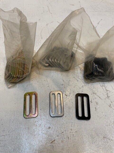 34 Qty of 3 Bar Harness/Seatbelt Slides 2-1/4"x1-1/4" Gold/Silver/Black (34 Qty)