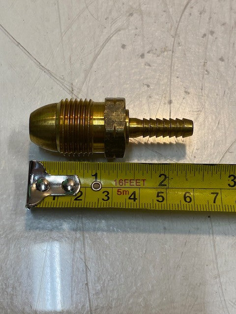 16 Quantity of Brass Hose Barb Fittings 2-3/8" L 22mm Thread 8mm Nose (16 Qty)