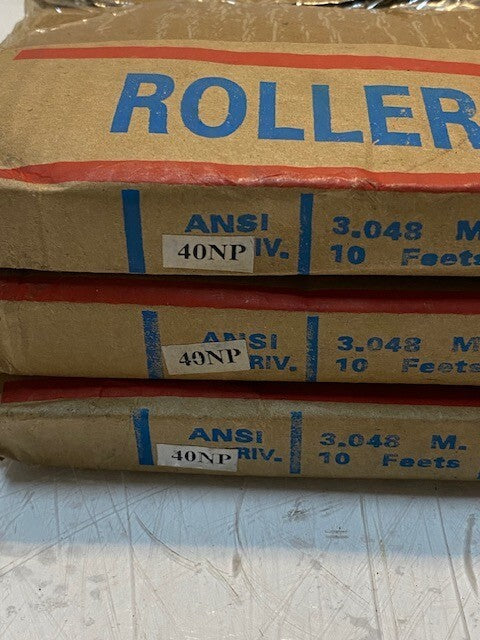 3 Quantity of Ansi Riv 40NP x 10Ft Roller Chains 240 Links (3 Quantity)