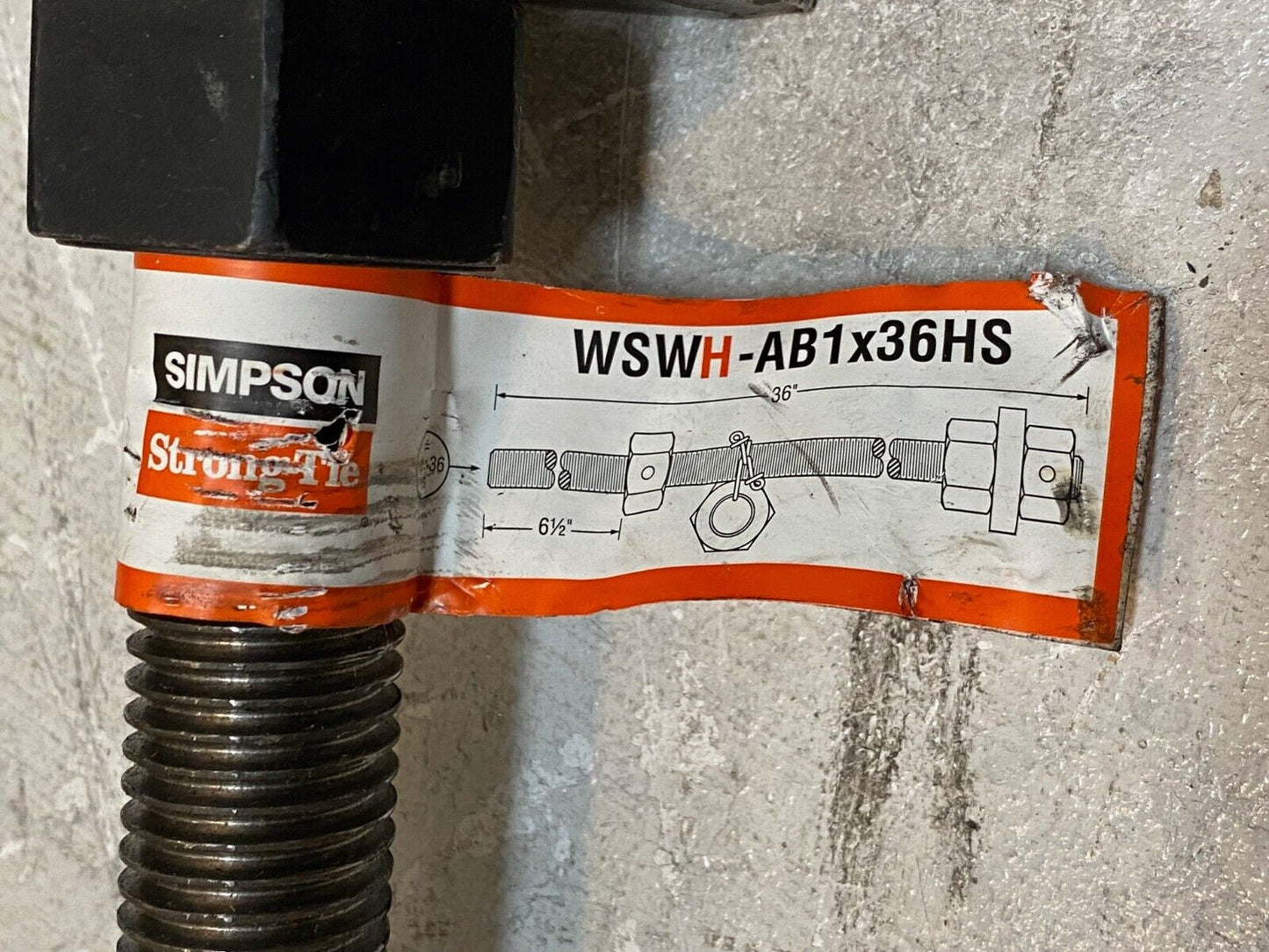 2 Quantity of Simpson Strong Tie WSWH-AB1x36HS Anchor Bolts (2 Quantity)