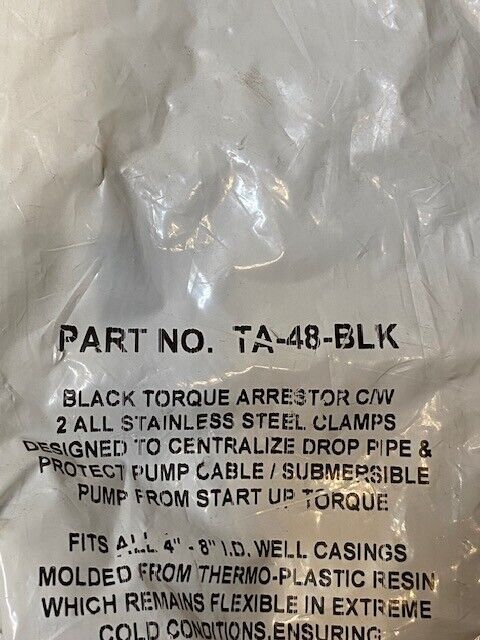 6 Quantity of Seal Well Submersible Black Torque Arrestors TA-48-BLK (6 Qty)