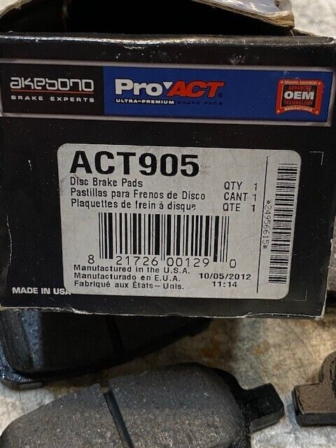 Pro Act Ulra-Premium Disc Brake Pads Set of 4 ACT905 | AK ACT564H FF