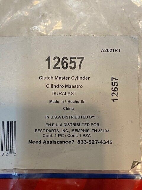 Duralast 12657 Clutch Master Cylinder 2095-17238