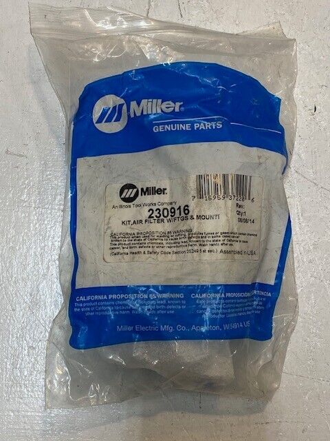 Miller 230916 Kit Air Filter w/ Fitting Mounting Bracket